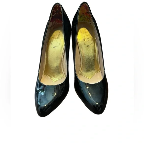 Ted Baker Marae Patent Leather Black Round Toe Pumps Heels - Picture 2 of 9
